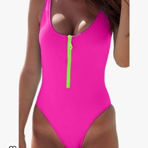 Neon pink swimsuit